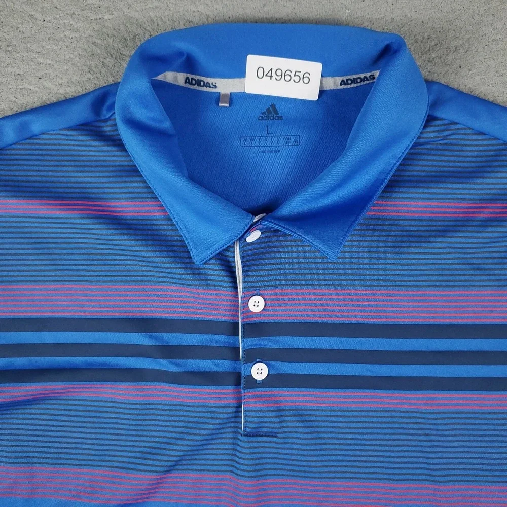 Adidas Polo Shirt Mens Size Large Blue Golf Casual Short Sleeve